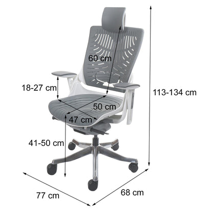 Bureaustoel MERRYFAIR Wau 2b, bureaustoel draaistoel, harde kuip, ergonomisch ~ grijs