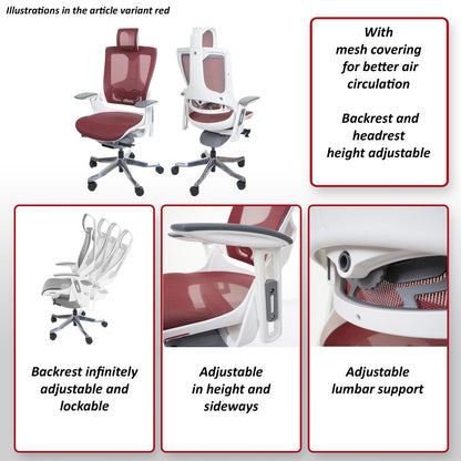 Bureaustoel MERRYFAIR Wau 2, bureaustoel draaistoel, bekleed/mesh, ergonomisch ~ zwart-grijs
