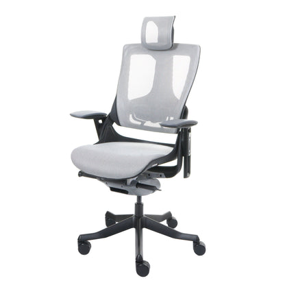 Bureaustoel MERRYFAIR Wau 2, bureaustoel draaistoel, bekleding/mesh, ergonomisch ~ wit-grijs, zwart frame