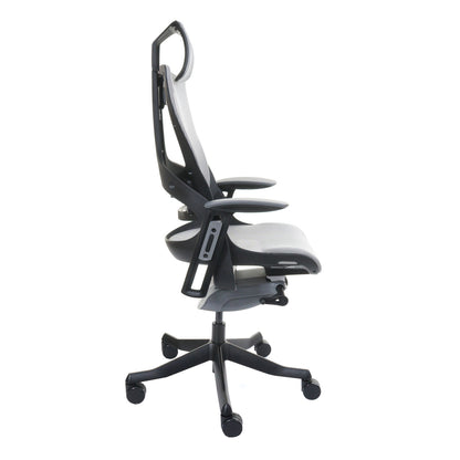 Bureaustoel MERRYFAIR Wau 2, bureaustoel draaistoel, bekleding/mesh, ergonomisch ~ wit-grijs, zwart frame
