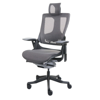 Bureaustoel MERRYFAIR Wau 2, bureaustoel draaistoel, bekleed/mesh, ergonomisch ~ zwart-grijs, zwart frame