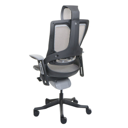 Bureaustoel MERRYFAIR Wau 2, bureaustoel draaistoel, bekleed/mesh, ergonomisch ~ zwart-grijs, zwart frame