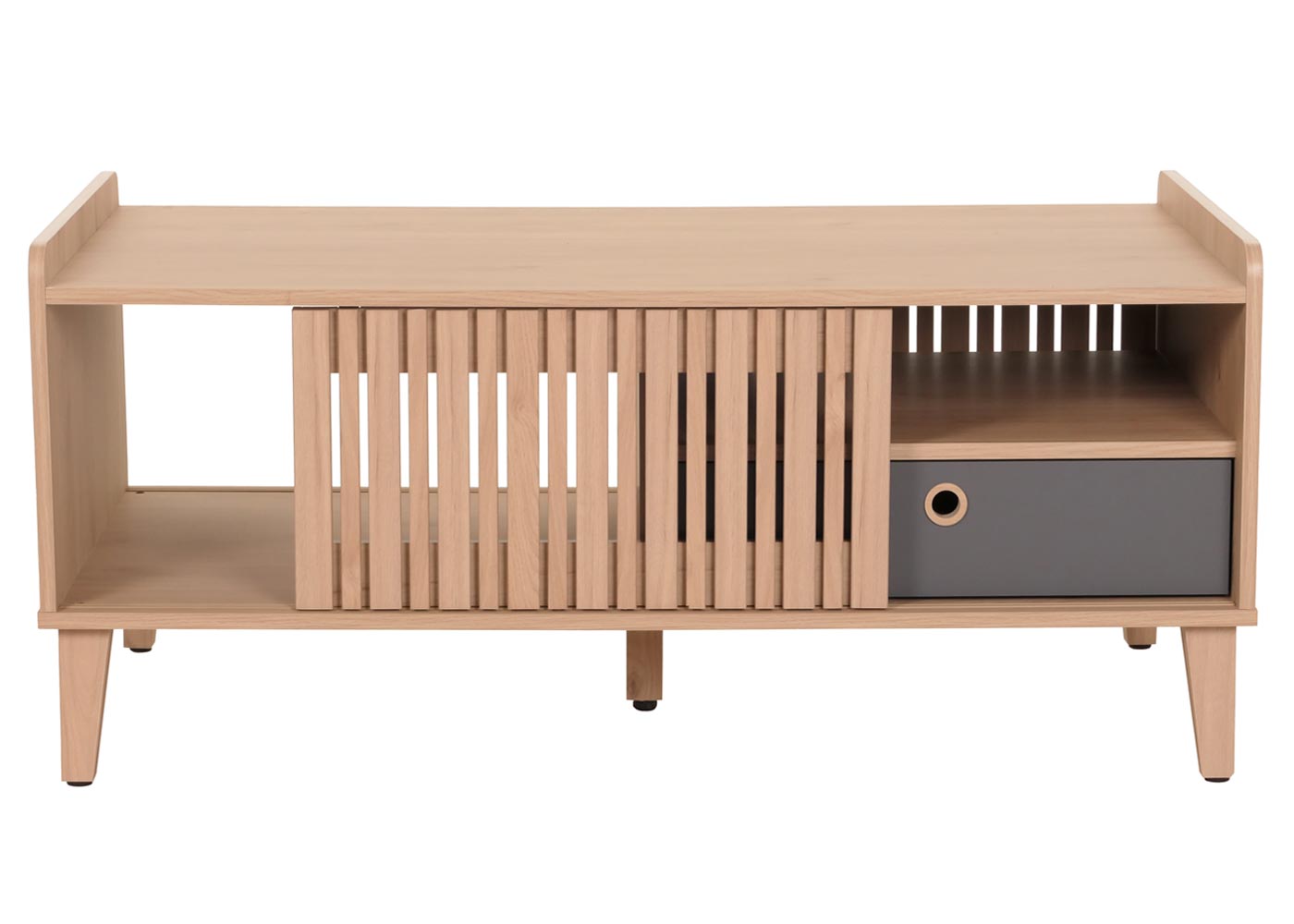 Salontafel MCW-M48, salontafel sofatafel, mango massief hout 52x114x59cm ~ beige, lade grijs