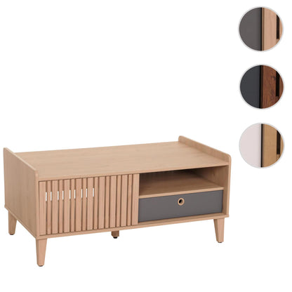 Salontafel MCW-M48, salontafel sofatafel, mango massief hout 52x114x59cm ~ beige, lade grijs