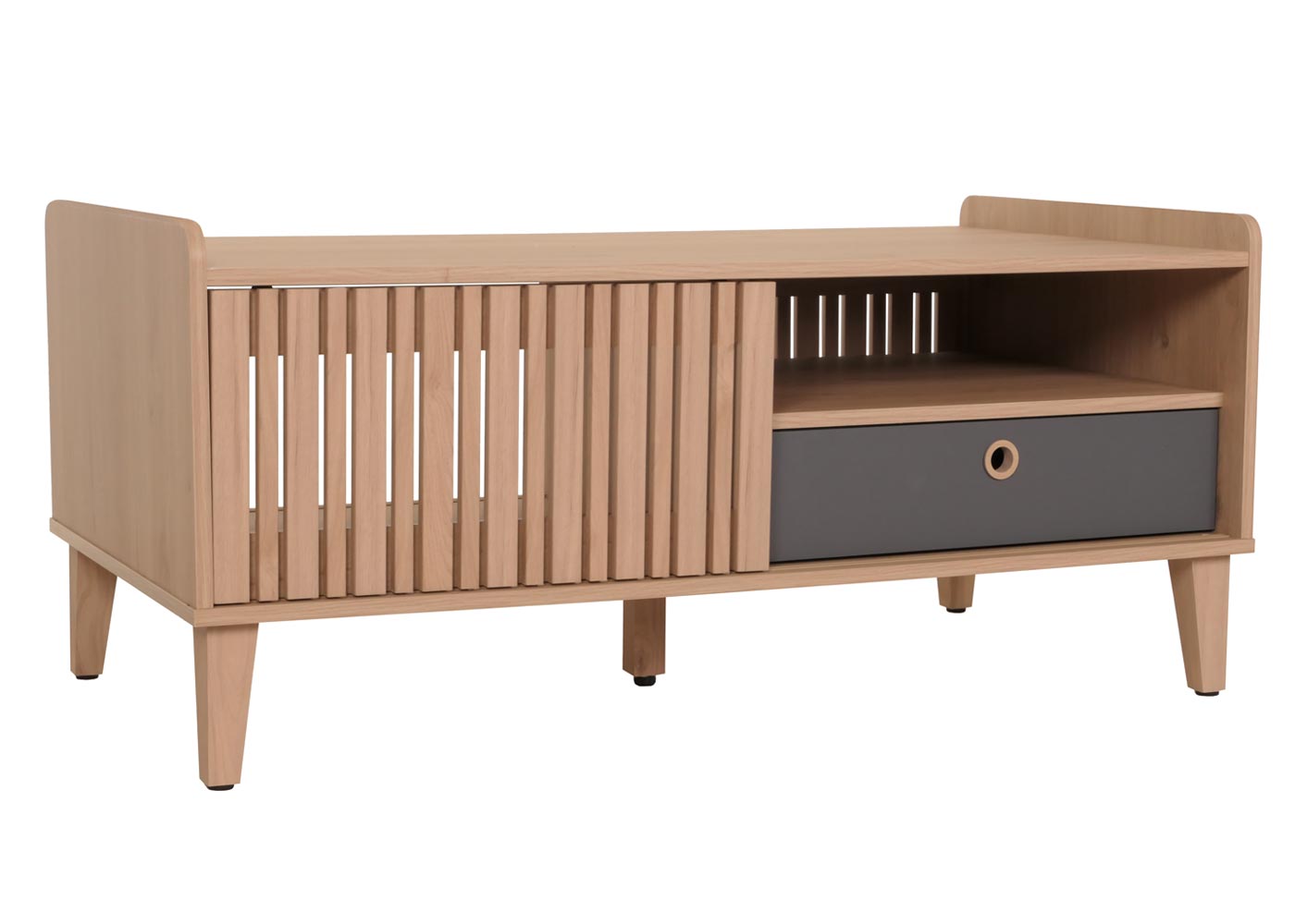 Salontafel MCW-M48, salontafel sofatafel, mango massief hout 52x114x59cm ~ beige, lade grijs