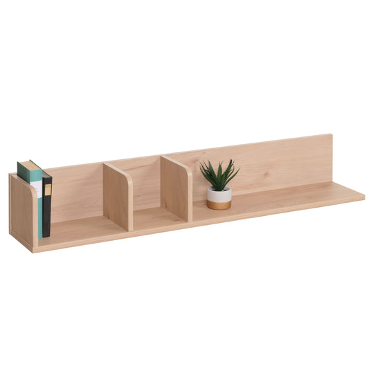 Wandplank MCW-M48, Hangplank Houten plank Zwevende plank, 3 vakken Mangohout 20x120x21cm ~ beige