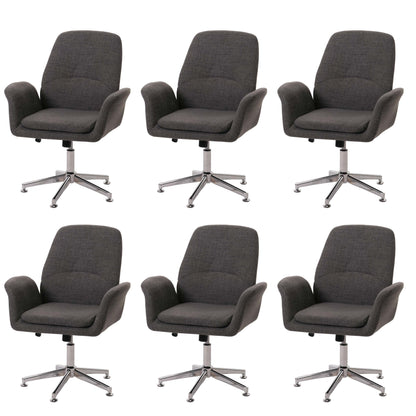 Set van 6 vergaderstoelen MCW-K23, bezoekersstoel gestoffeerde stoel draaibare armleuningen in hoogte verstelbaar stof/textiel ~ donkergrijs