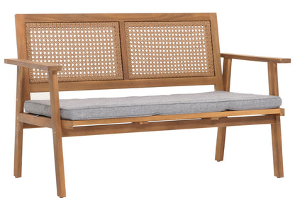 Tuinset MCW-N46, loungeset tuin loungebank fauteuil tafel, hout acacia MVG-gecertificeerd ~ kussens grijs