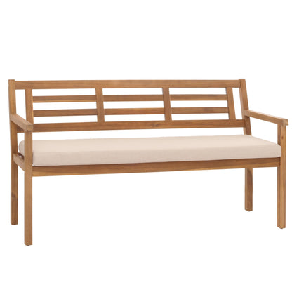 Tuinbank MCW-N47, zitbank parkbank houten bank, massief hout acacia MVG-gecertificeerd ~ kussens crème-beige