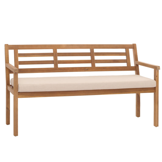 Tuinbank MCW-N47, zitbank parkbank houten bank, massief hout acacia MVG-gecertificeerd ~ kussens crème-beige