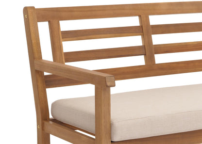 Tuinbank MCW-N47, zitbank parkbank houten bank, massief hout acacia MVG-gecertificeerd ~ kussens crème-beige