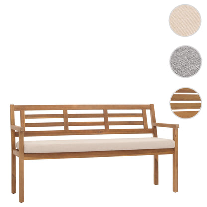 Tuinbank MCW-N47, zitbank parkbank houten bank, massief hout acacia MVG-gecertificeerd ~ kussens crème-beige