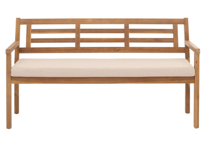 Tuinbank MCW-N47, zitbank parkbank houten bank, massief hout acacia MVG-gecertificeerd ~ kussens crème-beige
