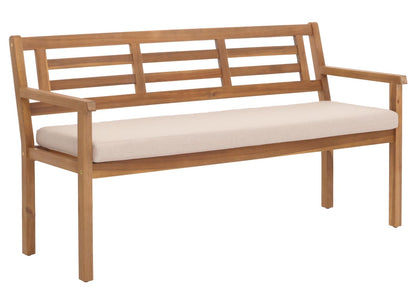 Tuinbank MCW-N47, zitbank parkbank houten bank, massief hout acacia MVG-gecertificeerd ~ kussens crème-beige