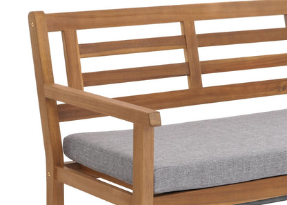 Tuinbank MCW-N47, zitbank parkbank houten bank, massief hout acacia MVG-gecertificeerd ~ kussens grijs