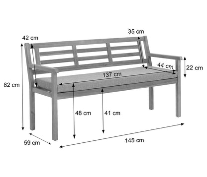 Tuinbank MCW-N47, zitbank parkbank houten bank, massief hout acacia MVG-gecertificeerd ~ kussens grijs
