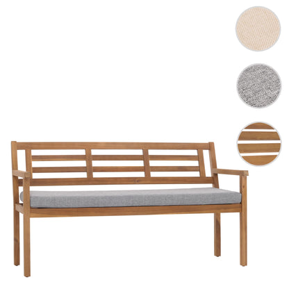 Tuinbank MCW-N47, zitbank parkbank houten bank, massief hout acacia MVG-gecertificeerd ~ kussens grijs