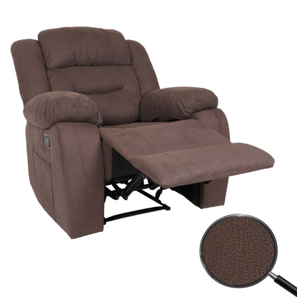 TV-fauteuil MCW-J57, XXL relaxfauteuil TV-fauteuil met nosag-vering suède look stof/textiel tot 200kg ~ bruin