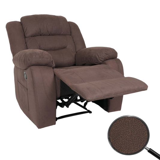 TV-fauteuil MCW-J57, XXL relaxfauteuil TV-fauteuil met nosag-vering suède look stof/textiel tot 200kg ~ bruin