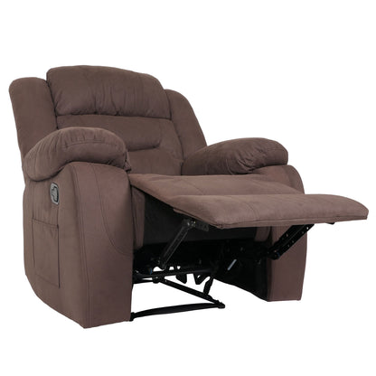 TV-fauteuil MCW-J57, XXL relaxfauteuil TV-fauteuil met nosag-vering suède look stof/textiel tot 200kg ~ bruin