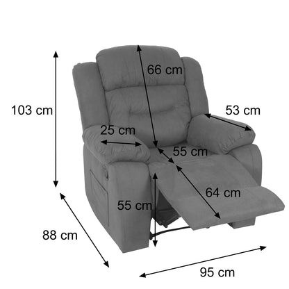TV-fauteuil MCW-J57, XXL relaxfauteuil TV-fauteuil met nosag-vering suède look stof/textiel tot 200kg ~ bruin