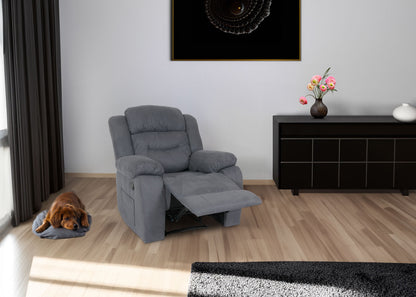 TV-fauteuil MCW-J57, XXL relaxfauteuil TV-fauteuil met nosag-vering suède look stof/textiel tot 200kg ~ grijs blauw