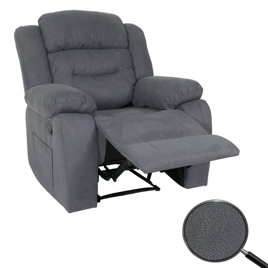 TV-fauteuil MCW-J57, XXL relaxfauteuil TV-fauteuil met nosag-vering suède look stof/textiel tot 200kg ~ grijs blauw