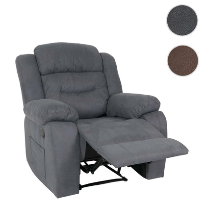 TV-fauteuil MCW-J57, XXL relaxfauteuil TV-fauteuil met nosag-vering suède look stof/textiel tot 200kg ~ grijs blauw