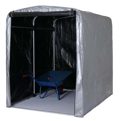 Tuinhuisje MCW-N61, tuinhuisje gereedschap tuinhuisje, aluminium UV-bescherming waterdicht, 201x157x201cm ~ zilver