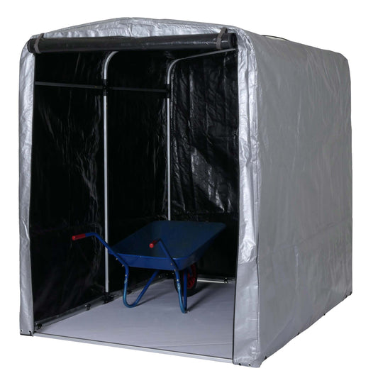 Tuinhuisje MCW-N61, tuinhuisje gereedschap tuinhuisje, aluminium UV-bescherming waterdicht, 201x157x201cm ~ zilver
