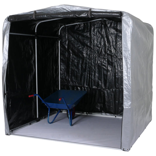 Tuinhuisje MCW-N61, tuinhuisje gereedschap tuinhuisje, aluminium UV-bescherming waterdicht, 201x201x201cm ~ zilver