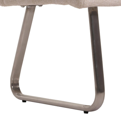 Eetkamerset MCW-G55, set van 2 stoelen met armleuningen + zitbank 180cm, geborsteld roestvrij staal stof/textiel chenille ~ crème