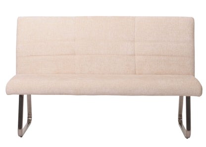 Eetkamerset MCW-G55, set van 4 stoelen met armleuningen + bank 160cm, geborsteld roestvrij staal stof/textiel chenille ~ crème