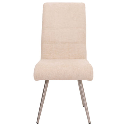Eetkamerset MCW-G55, set van 4 stoelen + bank 160cm, geborsteld roestvrij staal stof/textiel chenille ~ crème
