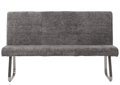 Bank MCW-G55, eetkamerbank, geborsteld roestvrij staal stof/textiel chenille Oeko-Tex, 160cm ~ donkergrijs