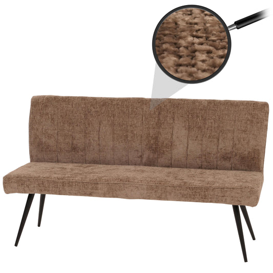 Bank MCW-K16, eetkamerbank gestoffeerde bank, rugleuning stof/textiel chenille metaal 160cm ~ bruin