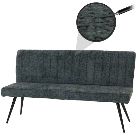 Bank MCW-K16, eetkamerbank gestoffeerde bank, rugleuning stof/textiel chenille metaal 160cm ~ blauwgroen