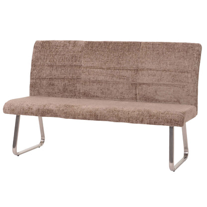Bank MCW-G55, eetkamerbank, geborsteld roestvrij staal stof/textiel chenille Oeko-Tex, 180cm ~ bruin