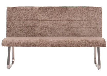 Eetkamerset MCW-G55, set van 2 stoelen met armleuningen + zitbank 180cm, geborsteld roestvrij staal stof/textiel chenille ~ bruin