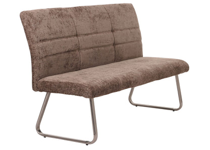 Bank MCW-G55, eetkamerbank, geborsteld roestvrij staal stof/textiel chenille Oeko-Tex, 180cm ~ bruin