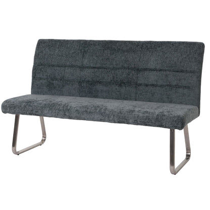 Bank MCW-G55, eetkamerbank, geborsteld roestvrij staal stof/textiel chenille Oeko-Tex, 180cm ~ blauwgroen