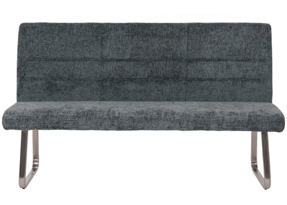Eetkamerset MCW-G55, set van 2 stoelen met armleuningen + zitbank 180cm, geborsteld roestvrij staal stof/textiel chenille ~ blauwgroen