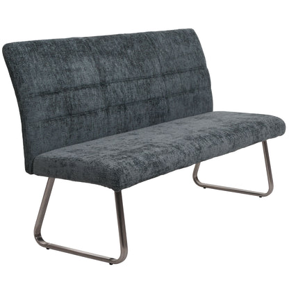 Bank MCW-G55, eetkamerbank, geborsteld roestvrij staal stof/textiel chenille Oeko-Tex, 180cm ~ blauwgroen