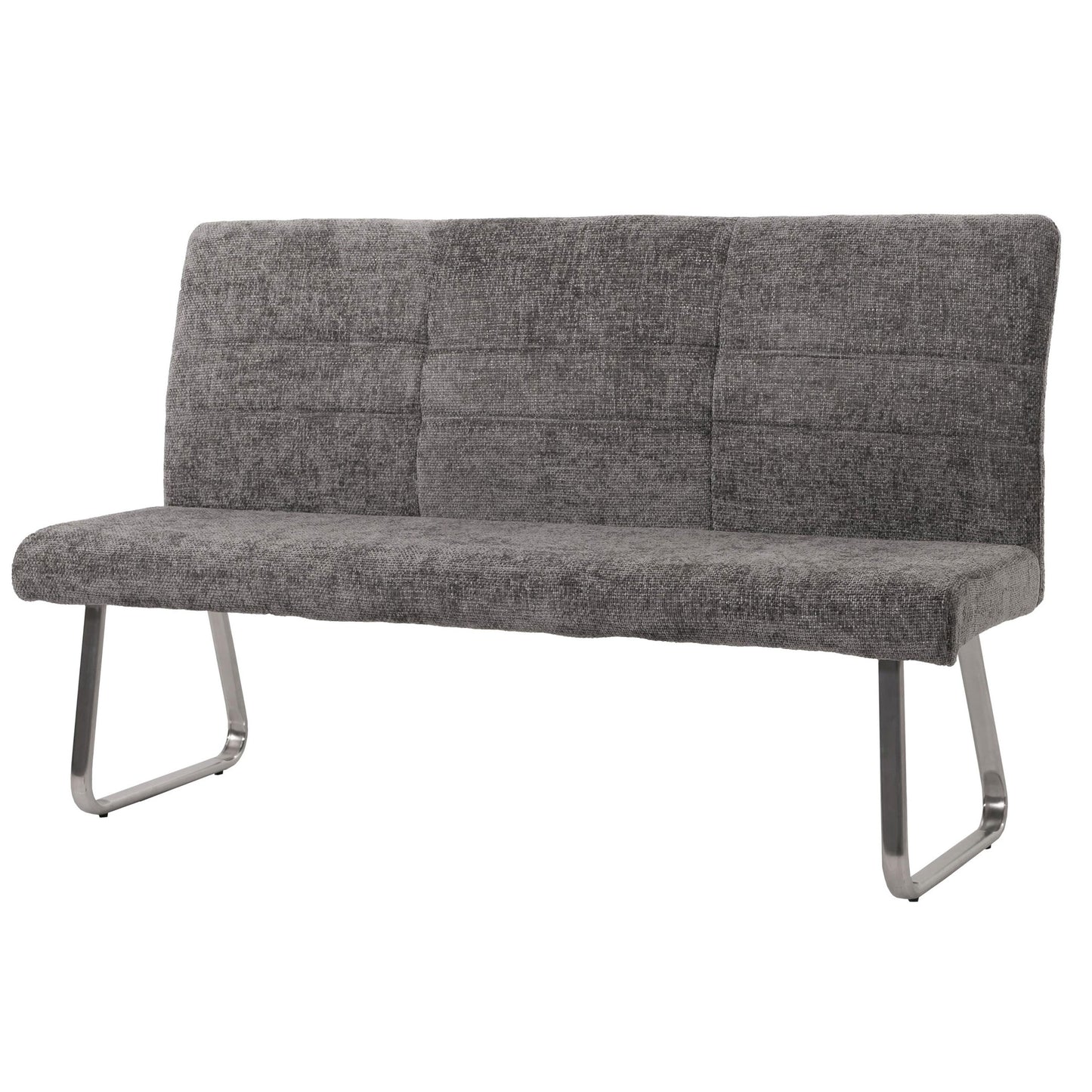 Bank MCW-G55, eetkamerbank, geborsteld roestvrij staal stof/textiel chenille Oeko-Tex, 180cm ~ donkergrijs