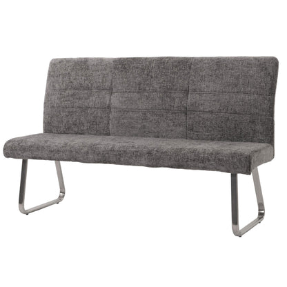 Bank MCW-G55, eetkamerbank, geborsteld roestvrij staal stof/textiel chenille Oeko-Tex, 180cm ~ donkergrijs