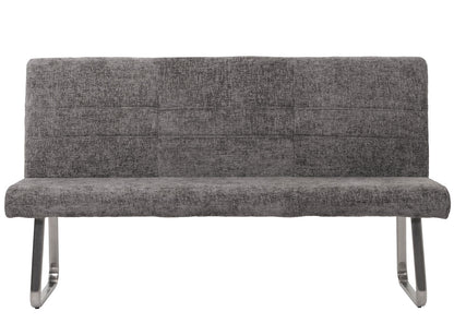 Bank MCW-G55, eetkamerbank, geborsteld roestvrij staal stof/textiel chenille Oeko-Tex, 180cm ~ donkergrijs
