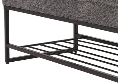 Bank MCW-N68 met schoenenrek, bank gestoffeerd bank garderobe bank schoenenrek, stof chenille metaal 130cm ~ donkergrijs