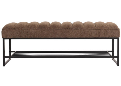 Bank MCW-N68 met schoenenrek, bank gestoffeerd bank garderobe bank schoenenrek, stof chenille metaal 130cm ~ koffie