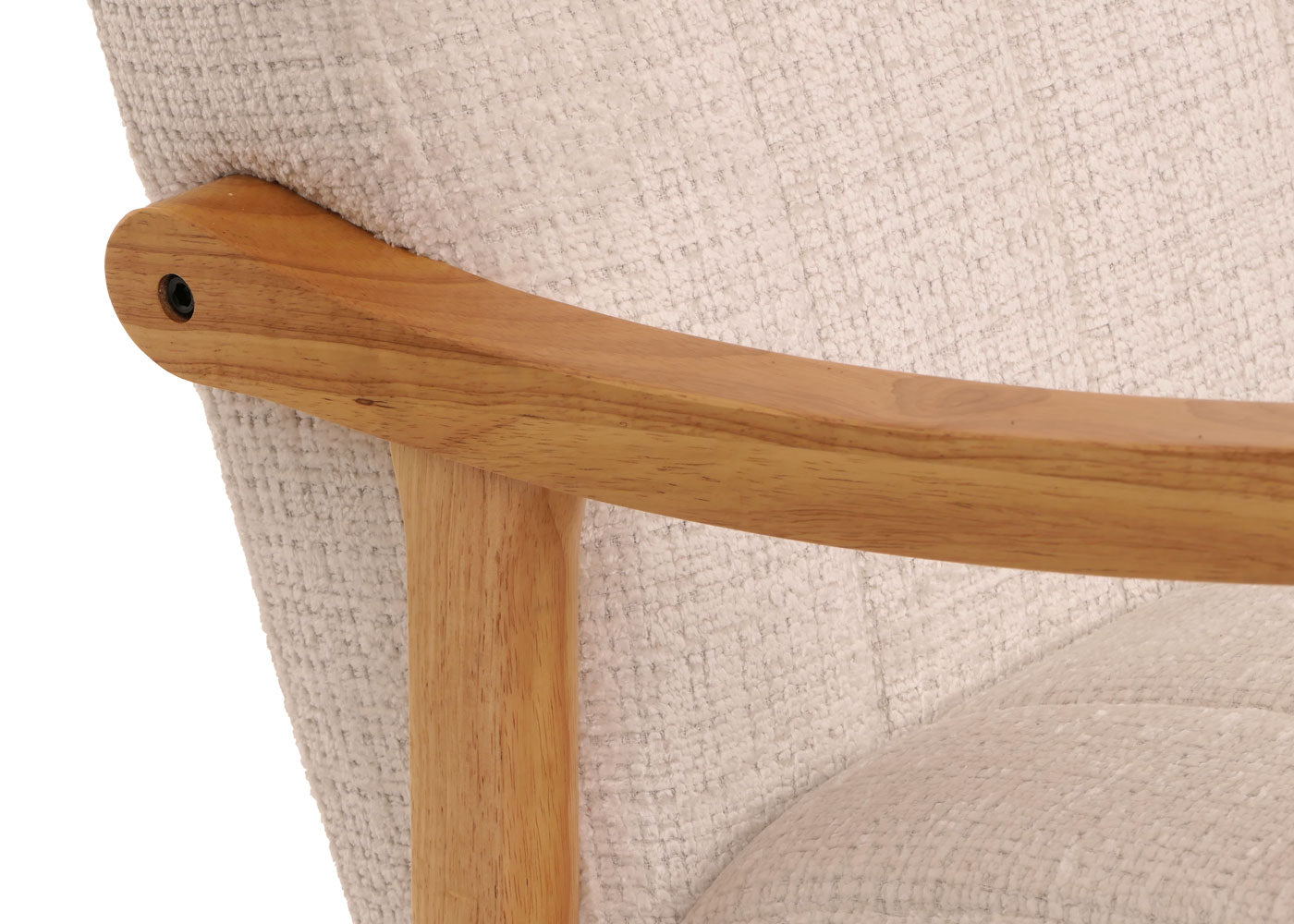 Schommelstoel MCW-K10, relaxfauteuil, hout MVG stof/textiel chenille (465g/m²) ~ crème, frame naturel