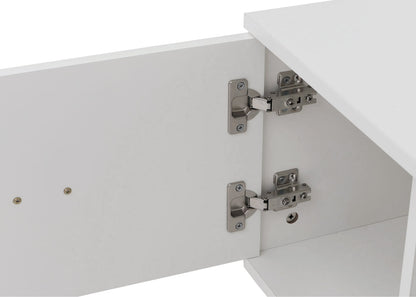 Salontafel MCW-N89, bijzettafel sofatafel, laden deuren vakken visgraatmotief melamine hout, 42x103x60cm ~ wit